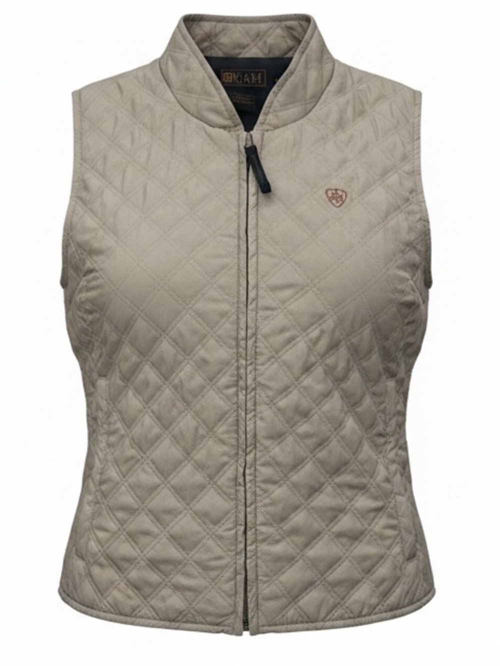 Ariat Quilted Insulated Equestrian Zip Up Vest in Taupe Medium Water Resistant